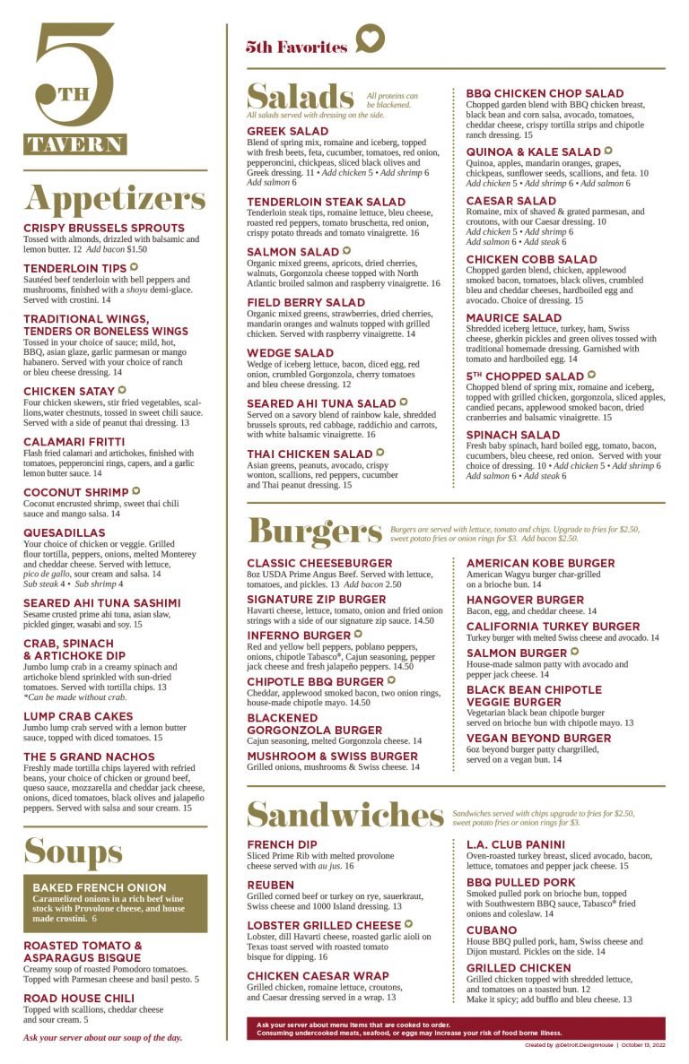 5th Tavern Menu – 5th Tavern